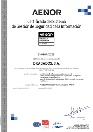 Dragados obtiene la certificación ISO 27001 en Seguridad de la Información